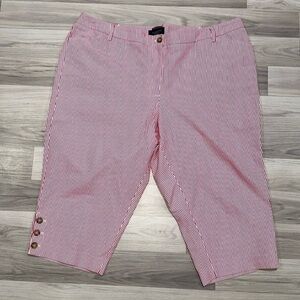 TALBOTS WOMENS PLUS THE PERFECT SKIMMER" SEERSUCKER PINSTRIPE CAPRI Size 22WP